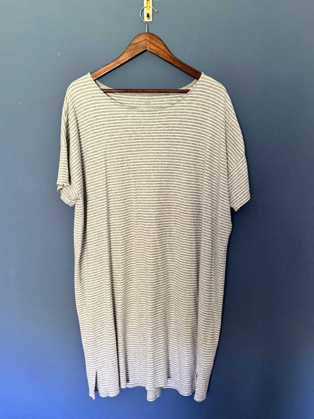 Eileen Fisher Organic Cotton Jersey Striped Tee Dress EUC